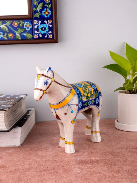 Neerja White & Blue Handpainted Jaipur Blue Pottery Decorative Horse Showpiece
Neerja White & Blue Handpainted Jaipur Blue Pottery Decorative Horse Showpiece