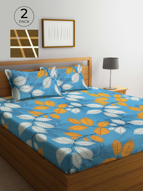 KLOTTHE Blue & Brown 210 TC 2 King Bedsheet with 4 Pillow Covers
KLOTTHE Blue & Brown 210 TC 2 King Bedsheet with 4 Pillow Covers