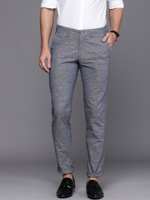 Louis Philippe Sport Men Grey Melange Slim Fit Chinos Trousers