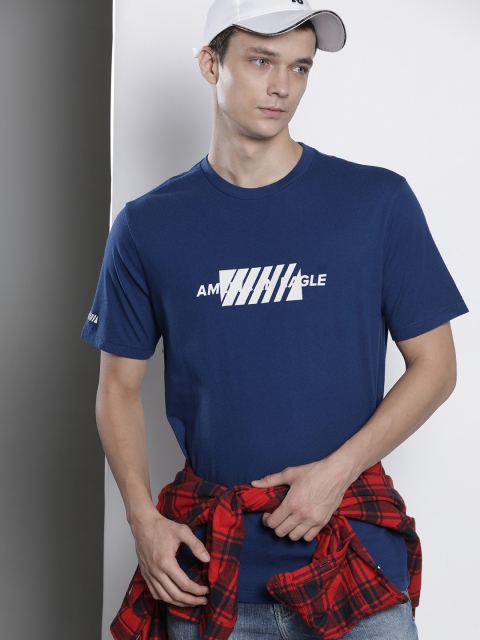 AMERICAN EAGLE OUTFITTERS Men Navy & White Standard Fit Brand Logo Print Cotton T-shirt, Navy blue
AMERICAN EAGLE OUTFITTERS Men Navy & White Standard Fit Brand Logo Print Cotton T-shirt, Navy blue