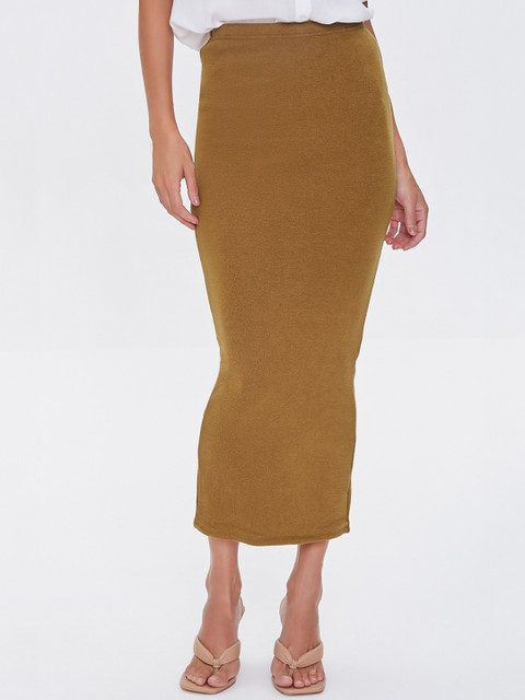 FOREVER 21 Women Brown Solid Pencil Midi Skirt 
FOREVER 21 Women Brown Solid Pencil Midi Skirt