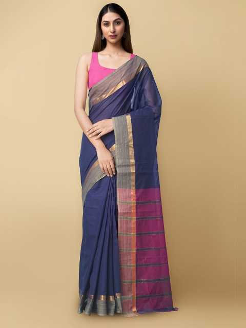 Unnati Silks Navy Blue & Pink Woven Design Zari Pure Cotton Mangalagiri Saree
Unnati Silks Navy Blue & Pink Woven Design Zari Pure Cotton Mangalagiri Saree