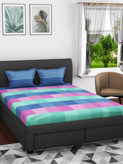 BIANCA Blue & Pink Geometric 144 TC Pure Cotton Queen Bedsheet with 2 Pillow Covers
BIANCA Blue & Pink Geometric 144 TC Pure Cotton Queen Bedsheet with 2 Pillow Covers