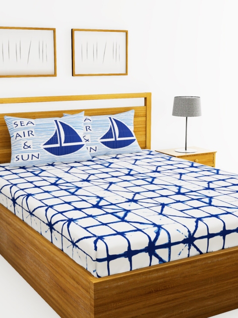 BIANCA Blue & White Pure Cotton Geometric 144 TC Queen Bedsheet with 2 Pillow Covers
BIANCA Blue & White Pure Cotton Geometric 144 TC Queen Bedsheet with 2 Pillow Covers
