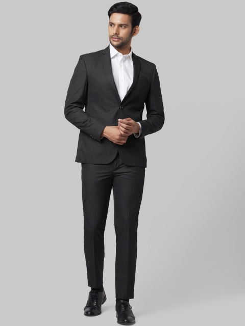 Park Avenue Men Black Solid Single-Breasted Formal Suits