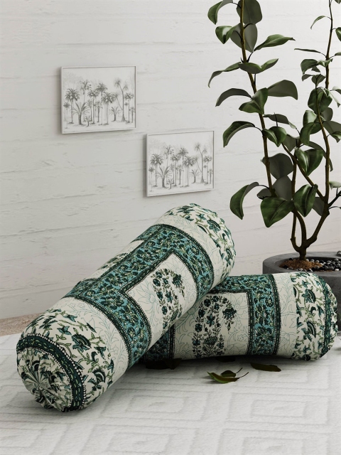 Salona Bichona Set Of 2 Cream-Coloured & Green Printed Pure Cotton 120 TC Bolster Covers
Salona Bichona Set Of 2 Cream-Coloured & Green Printed Pure Cotton 120 TC Bolster Covers