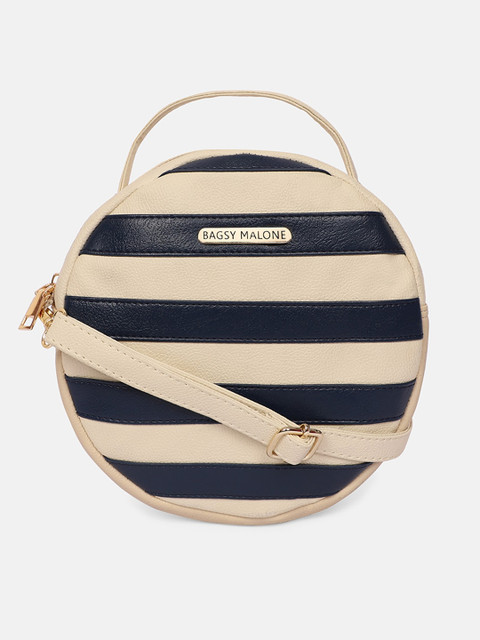 Bagsy Malone Beige Striped PU Half Moon Handheld Bag with Quilted 
Bagsy Malone Beige Striped PU Half Moon Handheld Bag with Quilted