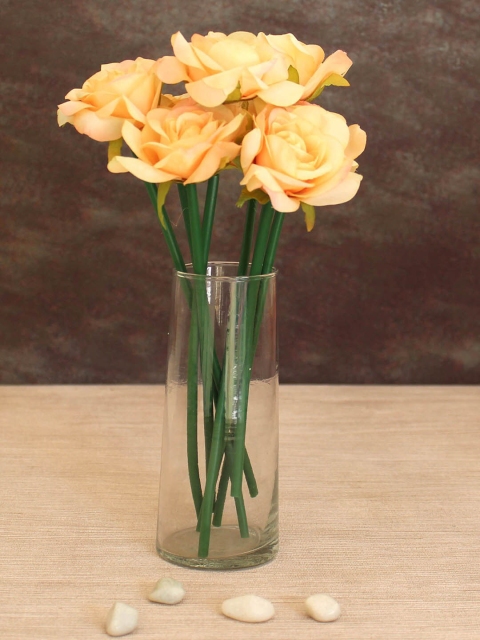 TIED RIBBONS Set Of 8 Yellow & Green Silk Artificial Rose Flower Sticks With Glass Vase Pot
TIED RIBBONS Set Of 8 Yellow & Green Silk Artificial Rose Flower Sticks With Glass Vase Pot