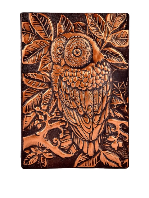 BANGE Owl Gold Handcrafted Leather Journal - A5 - 100 Pages
