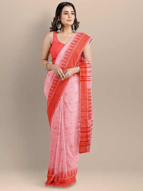 BharatSthali Women Pink & Red Pure Cotton Woven Designed Maheshwari Handloom Saree
BharatSthali Women Pink & Red Pure Cotton Woven Designed Maheshwari Handloom Saree