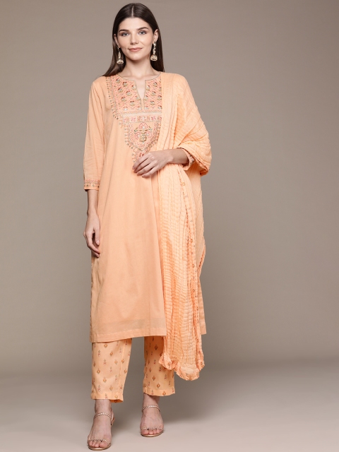 aarke Ritu Kumar Women Peach-Coloured Printed Regular Pure Cotton Kurta with Palazzos & With Dupatta
aarke Ritu Kumar Women Peach-Coloured Printed Regular Pure Cotton Kurta with Palazzos & With Dupatta
