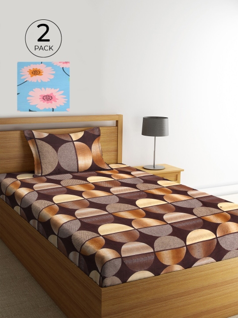 KLOTTHE Set Of 2 Multicoloured Geometric 210 TC 2 Single Bedsheet with 2 Pillow Covers, Brown
KLOTTHE Set Of 2 Multicoloured Geometric 210 TC 2 Single Bedsheet with 2 Pillow Covers, Brown
