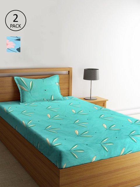 KLOTTHE Set Of 2 Turquoise Blue & Blue 210 TC 2 Single Bedsheet with 2 Pillow Covers
KLOTTHE Set Of 2 Turquoise Blue & Blue 210 TC 2 Single Bedsheet with 2 Pillow Covers