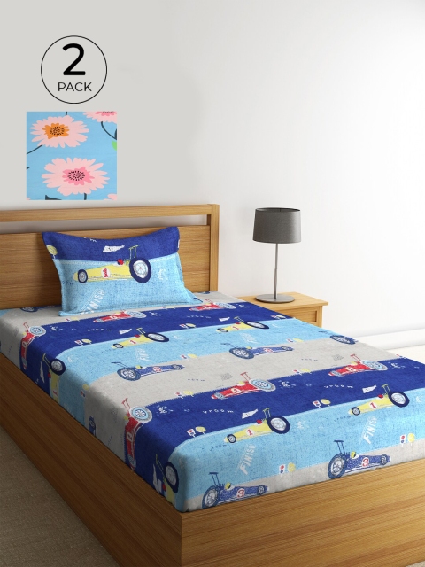 KLOTTHE Set of 2 Multicoloured Geometric 210 TC 2 Single Bedsheet with 2 Pillow Covers, Blue
KLOTTHE Set of 2 Multicoloured Geometric 210 TC 2 Single Bedsheet with 2 Pillow Covers, Blue