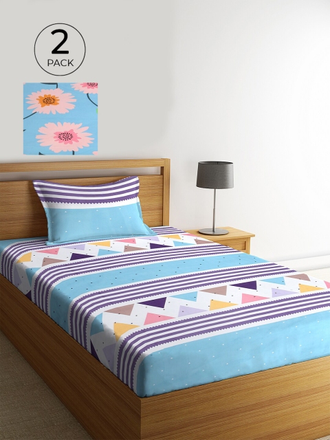 KLOTTHE Set Of 2 Turquoise Blue Geometric 210 TC 2 Single Bedsheet with 2 Pillow Covers
KLOTTHE Set Of 2 Turquoise Blue Geometric 210 TC 2 Single Bedsheet with 2 Pillow Covers