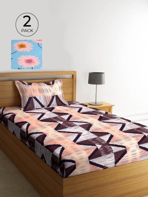 KLOTTHE Set Of 2 Multicoloured Geometric 210 TC 2 Single Bedsheet with 2 Pillow Covers, Brown
KLOTTHE Set Of 2 Multicoloured Geometric 210 TC 2 Single Bedsheet with 2 Pillow Covers, Brown