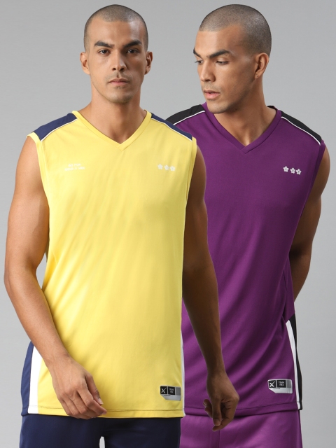 HRX By Hrithik Roshan Men Pack of 2 Colourblocked Anti-Static Rapid-Dry Basketball T-shirts, Purple
HRX By Hrithik Roshan Men Pack of 2 Colourblocked Anti-Static Rapid-Dry Basketball T-shirts, Purple