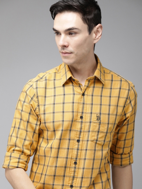 U.S. Polo Assn. Men Mustard Yellow & Navy Pure Cotton Tailored Fit Checked Casual Shirt
U.S. Polo Assn. Men Mustard Yellow & Navy Pure Cotton Tailored Fit Checked Casual Shirt