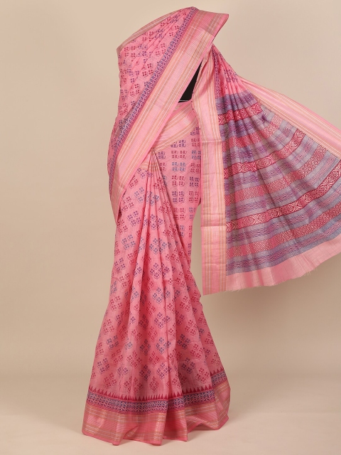 Pothys Pink & Purple Floral Saree