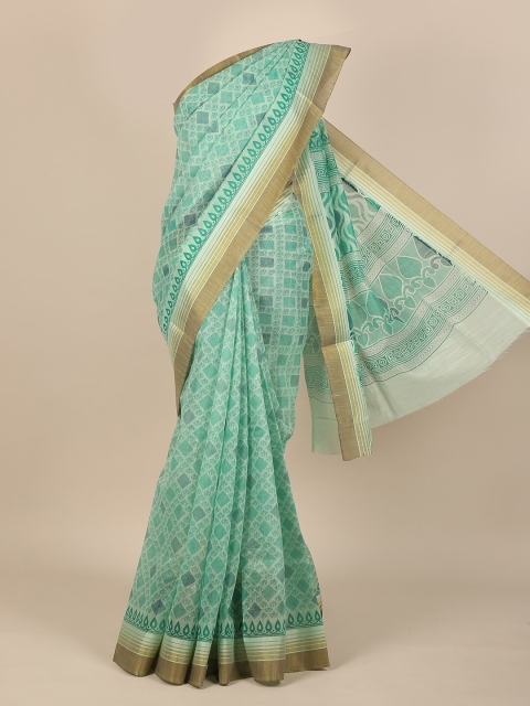 Pothys Green & Teal Printed Saree