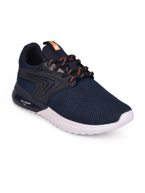 Liberty Men Navy Blue & Coral Mesh Walking Shoes