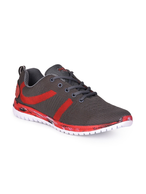 Liberty Women Grey & Red Mesh Regular Walking Shoes