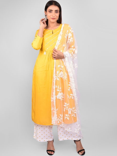 Indi INSIDE Women Yellow Ethnic Motifs Embroidered Regular Kurta with Palazzos & With Dupatta
Indi INSIDE Women Yellow Ethnic Motifs Embroidered Regular Kurta with Palazzos & With Dupatta