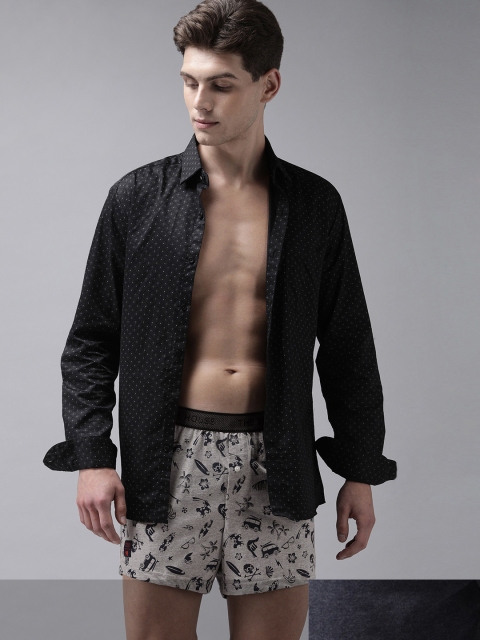 THE BEAR HOUSE Men Pack Of 2 Assorted Comfort Fit Printed Cotton Knitted Boxers