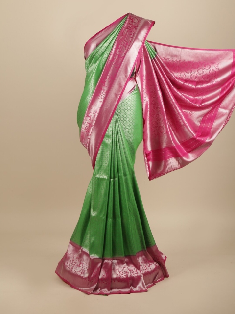 Pothys Green & Pink Woven Design Art Silk Banarasi Saree