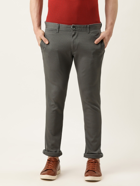 IVOC Men Grey Slim Fit Trousers