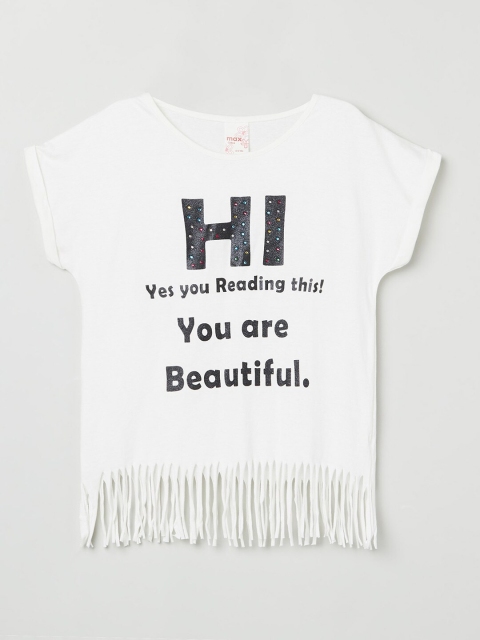 max Girls White Black Typography Printed Extended Sleeves Raw Edge Cotton Pure Cotton T-shirt
max Girls White Black Typography Printed Extended Sleeves Raw Edge Cotton Pure Cotton T-shirt