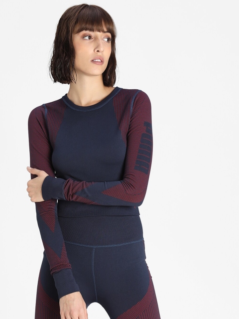 Puma Women Blue & Maroon Seamless Fitted Training Dry CELL Tech Slim Cropped T-Shirt
Puma Women Blue & Maroon Seamless Fitted Training Dry CELL Tech Slim Cropped T-Shirt
