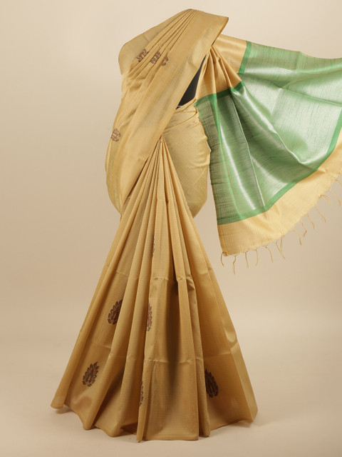Pothys Cream-Coloured & Green Woven Design Jute Silk Saree
Pothys Cream-Coloured & Green Woven Design Jute Silk Saree