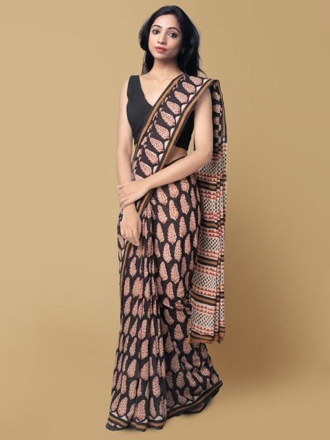 Unnati Silks Women Black & Cream-Coloured Pure Preet Bagru Mulmul Cotton Sustainable Saree
Unnati Silks Women Black & Cream-Coloured Pure Preet Bagru Mulmul Cotton Sustainable Saree
