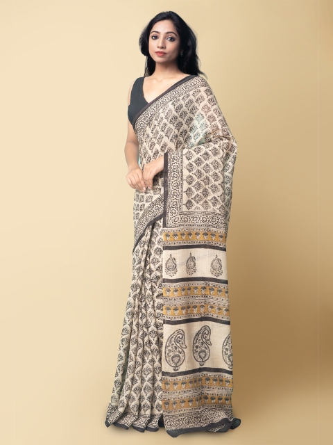 Unnati Silks Women Cream-Coloured & Black Pure Preet Bagru Mulmul Cotton Sustainable Saree
Unnati Silks Women Cream-Coloured & Black Pure Preet Bagru Mulmul Cotton Sustainable Saree