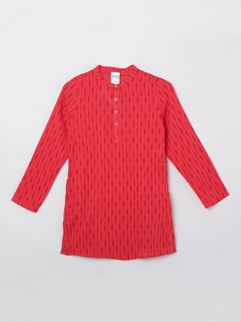 max Boys Red Striped Kurta