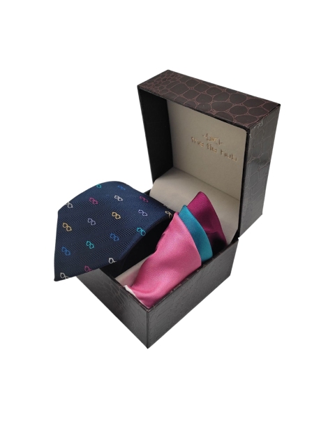 The Tie Hub Navy Blue Patterned Necktie With 4 Multi Square Pockets Accessories Gift Set
The Tie Hub Navy Blue Patterned Necktie With 4 Multi Square Pockets Accessories Gift Set