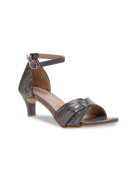 Butterflies Women Grey Textured Open Toe Sandals
