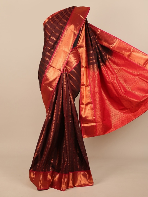 Pothys Brown & Pink Woven Design Pure Silk Saree