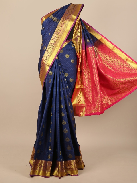 Pothys Blue & Pink Woven Design Pure Silk Saree