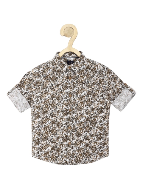 Allen Solly Junior Boys Brown Slim Fit Floral Opaque Printed Casual Shirt