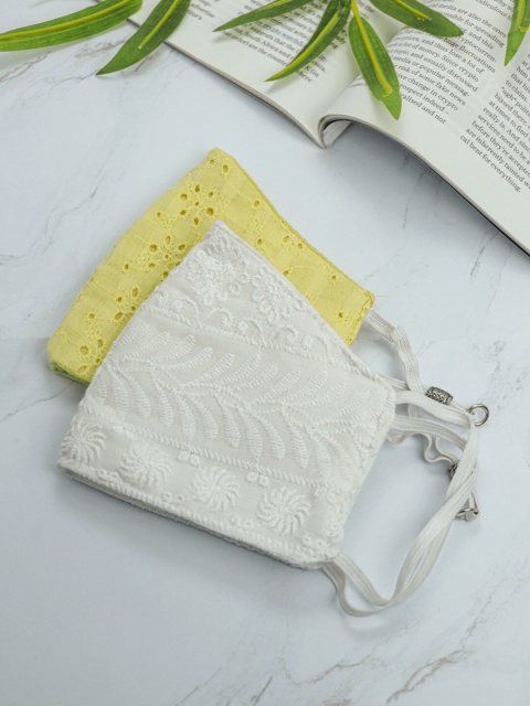 Bellofox Unisex Pack Of 6 White & Yellow Chikankari 3-Ply Reusable Pure Soft Cotton Protective Outdoor Masks
Bellofox Unisex Pack Of 6 White & Yellow Chikankari 3-Ply Reusable Pure Soft Cotton Protective Outdoor Masks