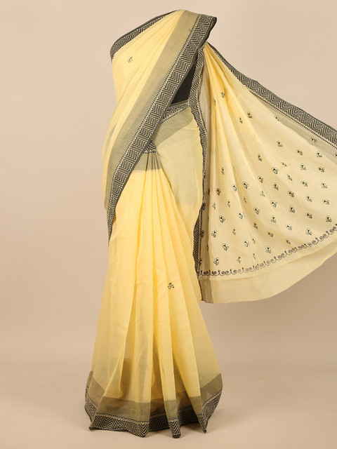 Pothys Yellow & Black Floral Embroidered Saree
Pothys Yellow & Black Floral Embroidered Saree