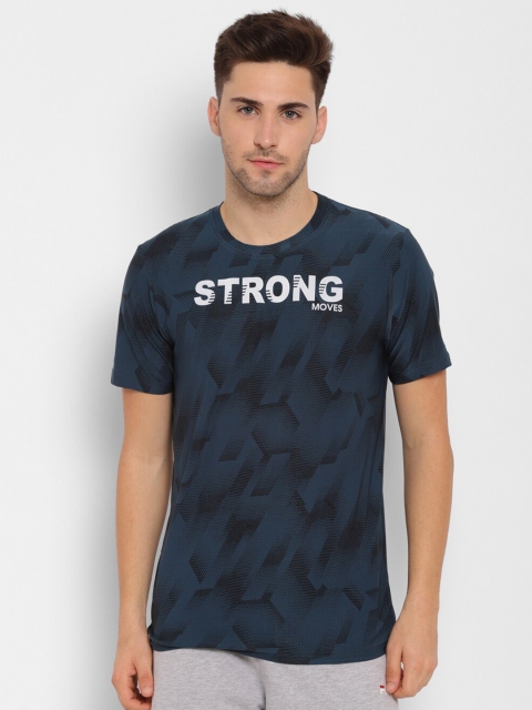 SAPPER Men Blue Typography Printed Slim Fit T-shirt