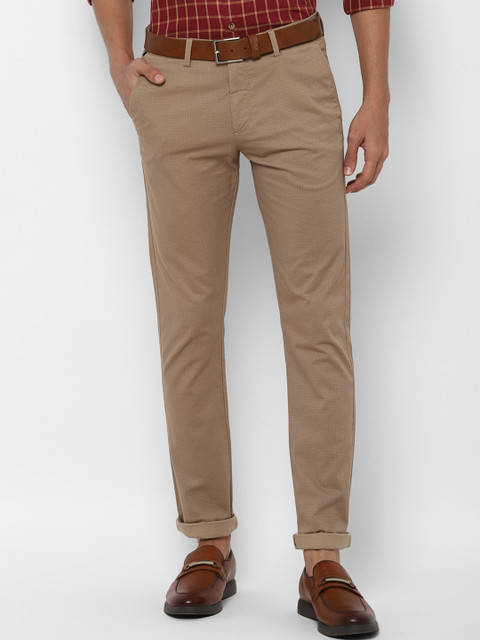 Allen Solly Men Khaki Textured Slim Fit Trousers 
Allen Solly Men Khaki Textured Slim Fit Trousers