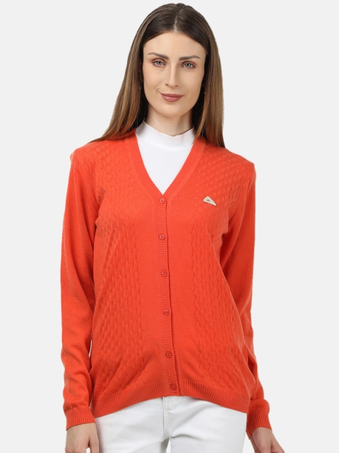 Monte Carlo Women Orange Cable Knit Cardigan