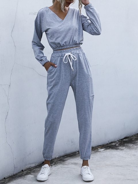URBANIC Women Grey Melange Solid Two-Piece