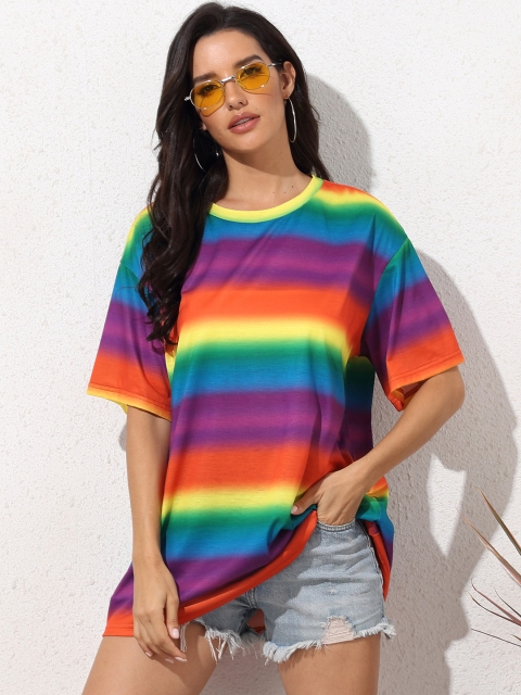 URBANIC Women Multicoloured Striped & Dyed Drop-Shoulder Relaxed Fit Longline T-shirt, Multi
URBANIC Women Multicoloured Striped & Dyed Drop-Shoulder Relaxed Fit Longline T-shirt, Multi