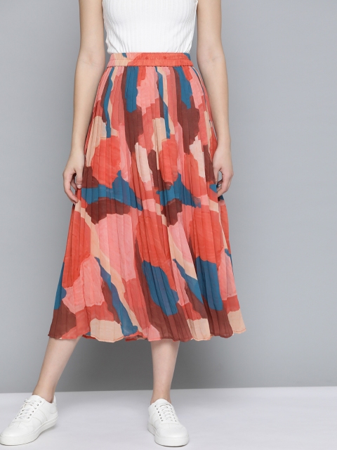 Mast & Harbour Women Coral Orange & Teal Blue Printed Accordion Pleat Midi Flared Skirt
Mast & Harbour Women Coral Orange & Teal Blue Printed Accordion Pleat Midi Flared Skirt
