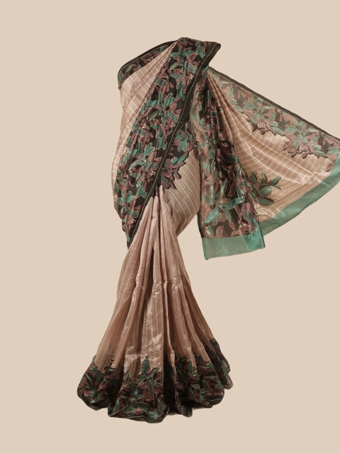 Pothys Mauve & Brown Floral Zari Pure Silk Saree